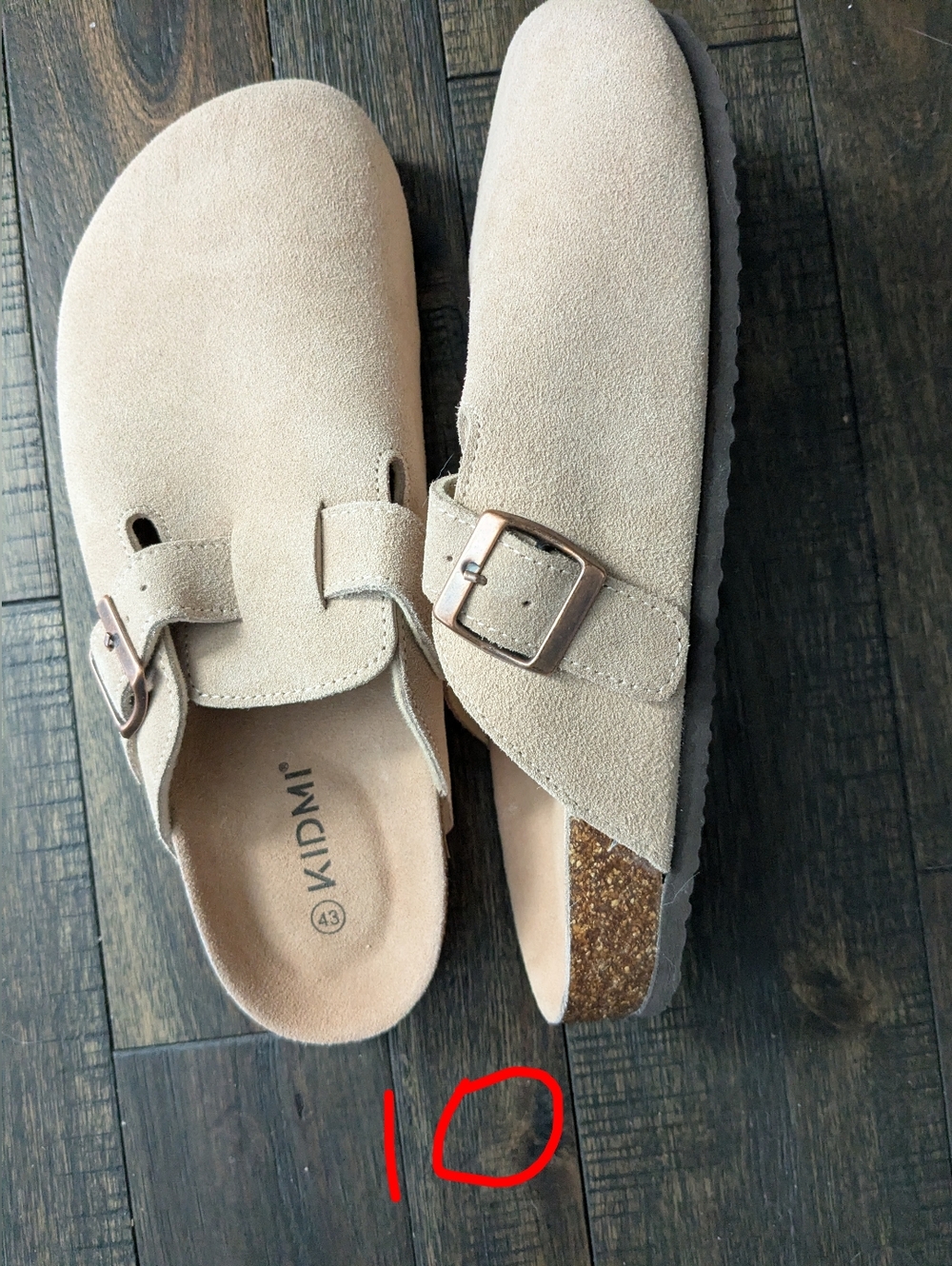 Kidmi Men’s Beige Suede Slip-On Sandals with Buckle
